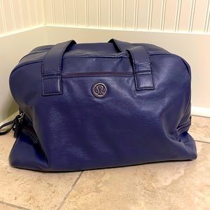 Lululemon faux blue leather workout/yoga bag